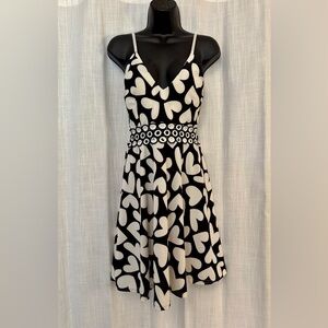 Stylish Black and White Heart Mini Dress